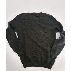 Massimo Dutti Green Waffle Knit Cotton Mulberry Silk Crewneck Sweater Size L